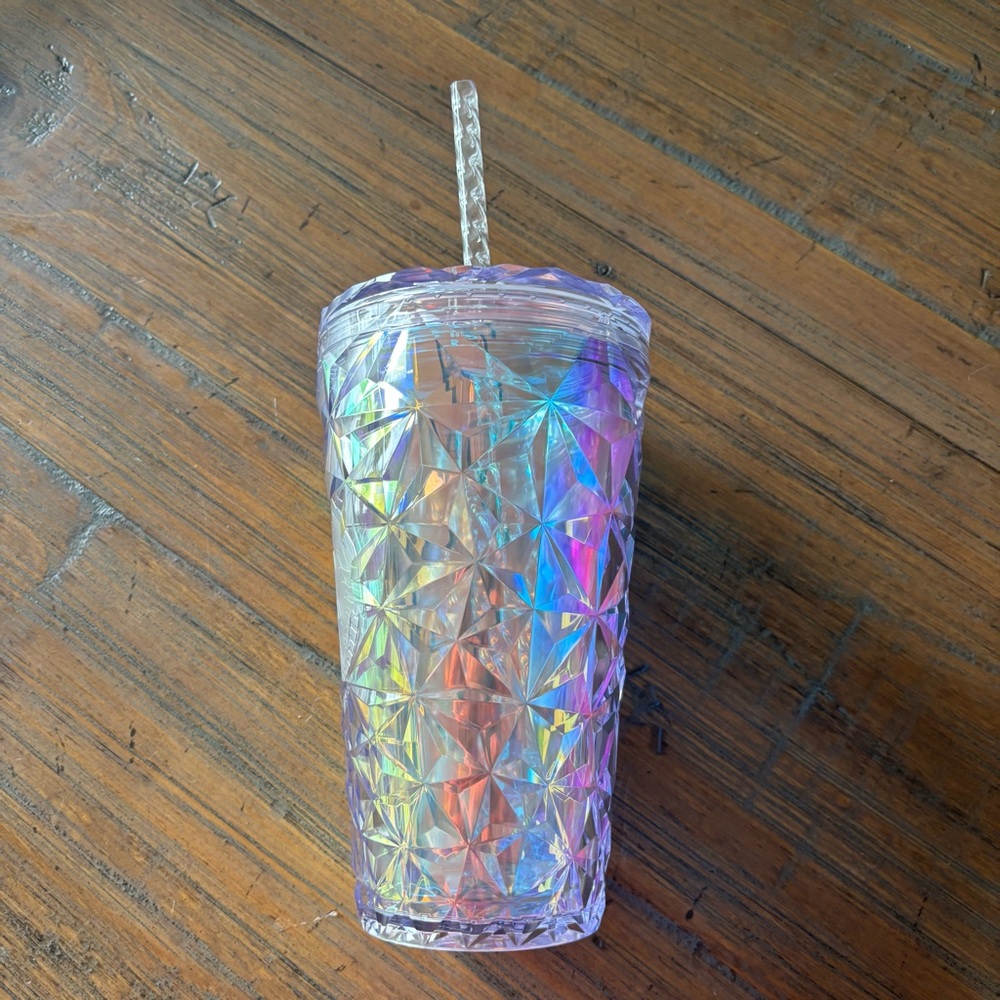 Starbucks 2023 Iridescent Holographic Diamond Prism 16 ounce Tumbler with Straw - Picture 2 of 15